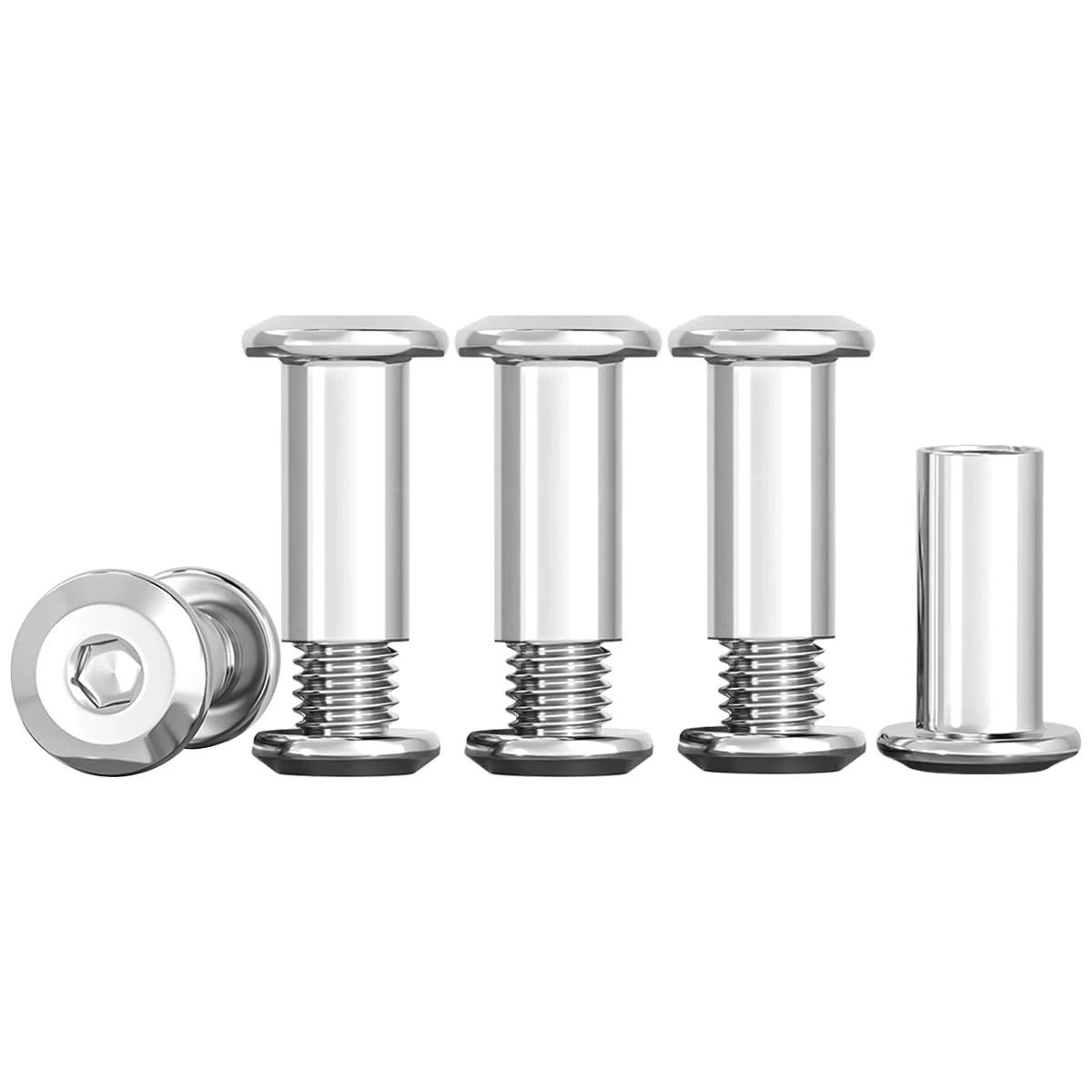 Drenky Connecting Screws M4 Stainless Steel Screws Sleeve Nuts 10 Sets Barrel Nuts Kit M4 X 20mm Hexagon Furniture Bolts Flat Hex Bolt for Bed, Door, Table, Chair, Worktop, Cabinet