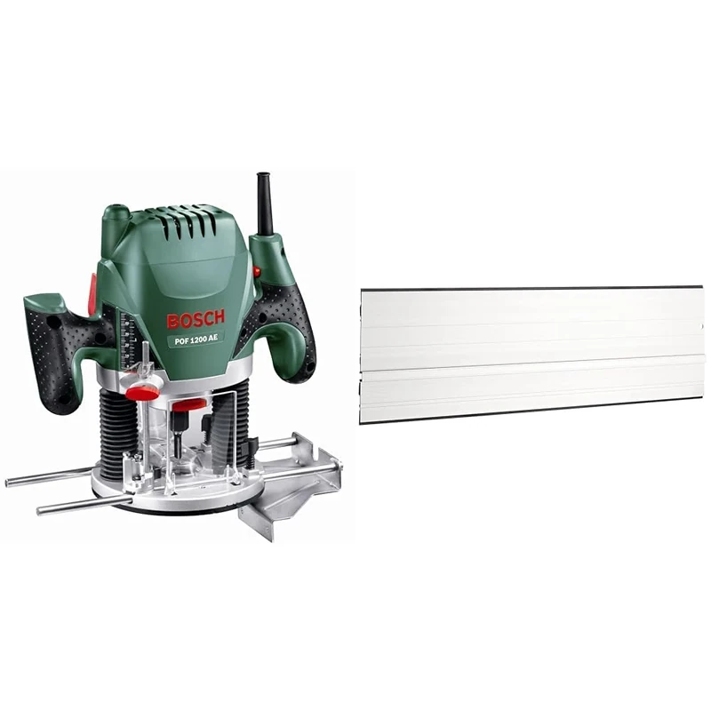 Bosch Home and Garden Router POF 1200 AE (1200 W, in Carton Packaging) + 1x Guide Rail FSN 70 (700 mm, Accessory for Bosch Hand-Held Circular Saws)