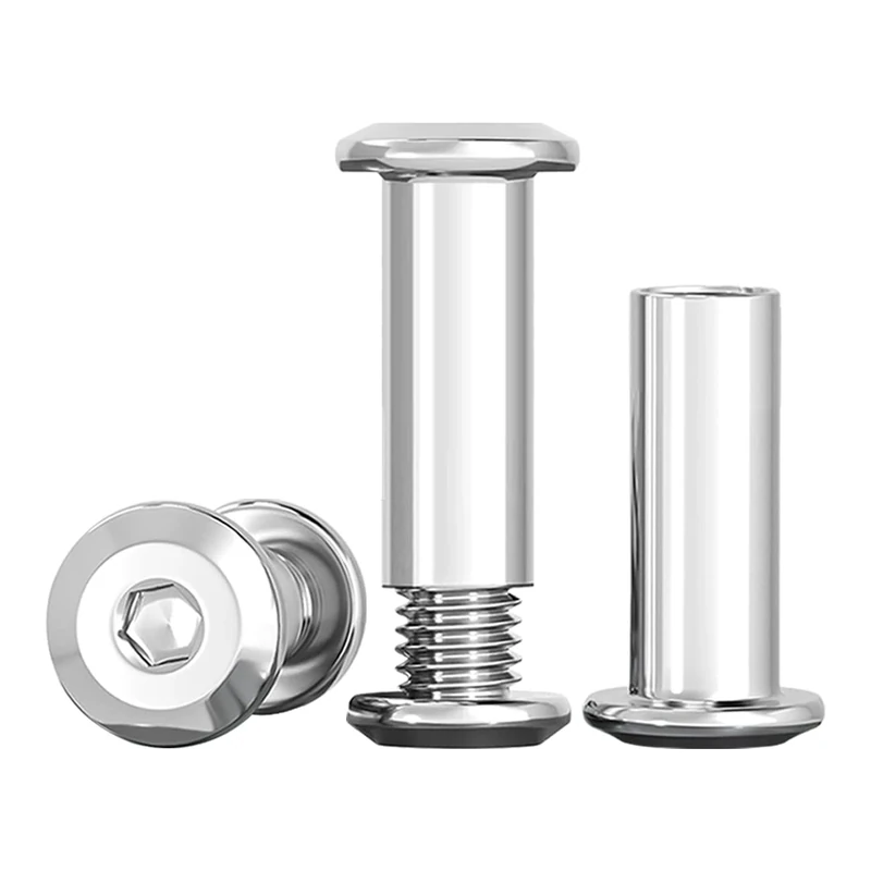 Drenky 10 Sets Connecting Bolts M8 Belt Buckle Binding Bolts 304 Stainless Steel Screw Post M8 X 20mm Furniture Bolts Sleeve Nuts for Bed, Door, Table, Chair, Worktop, Cabinet