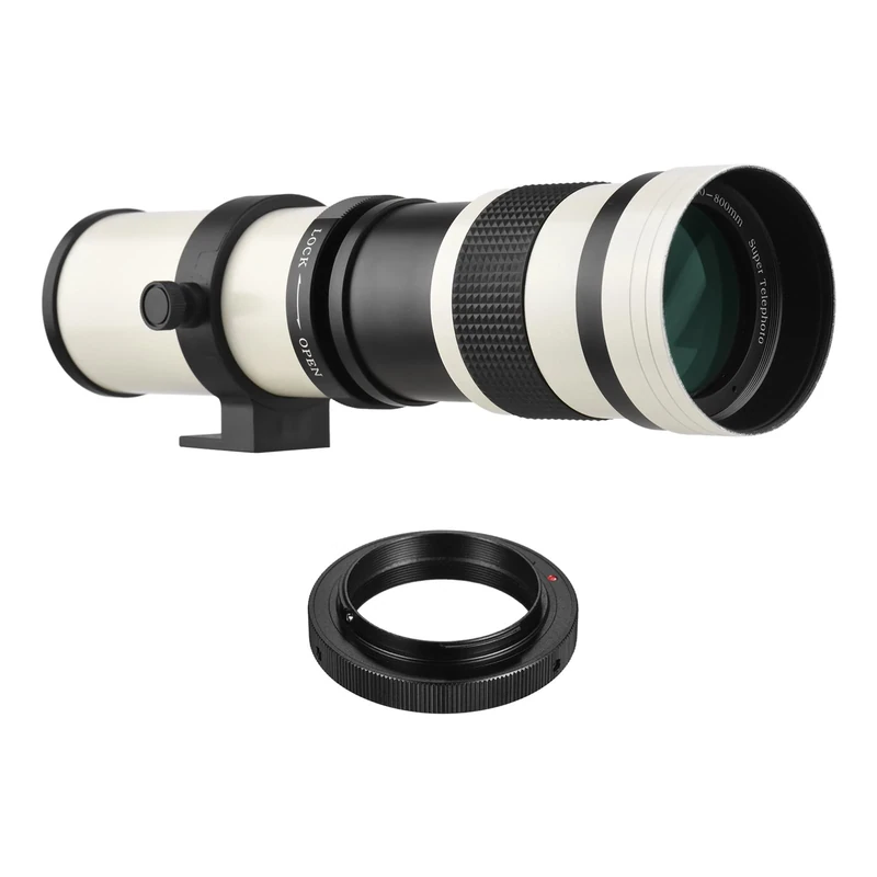 Hanzete Camera MF Super Telephoto Zoom Lens F/8.3-16 420-800mm T2 Mount with AI-mount Adapter Ring Universal 1/4 Thread Replacement for Nikon AI-mount D50 D90 D5100 D7000 D3 D5100 D3100 D3000 D60 Came