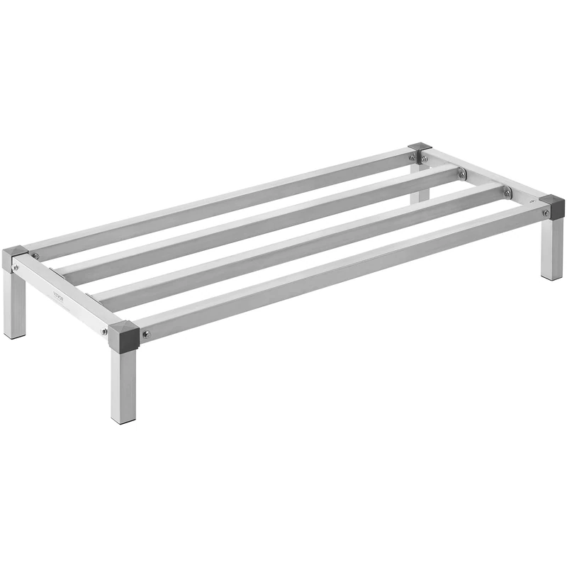 VEVOR Aluminum Dunnage Rack, 48” x 20” Commercial Food Floor Rack, 8” Off the Floor, 1000 lbs Capacity All-Welded Aluminum Storage Rack, for Storage in Restaurants, Kitchens, Garages and Vehicles