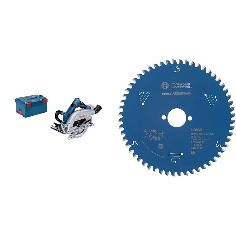 Bosch Professional BITURBO Cordless Circular Saw GKS 18V-70 L (Left Blade Side-Winder Saw, incl. 1x Saw Blade, in L-BOXX) + 190 mm Circular Saw Blade for Aluminium