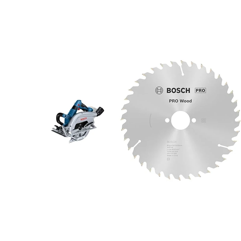 Bosch Professional BITURBO Cordless Circular Saw GKS 18V-70 L (Left Blade Side-Winder Saw,1x Saw Blade) + PRO Wood Circular Saw Blade for Corded Hand-Held Circular Saws (for Softwood, Hardwood)
