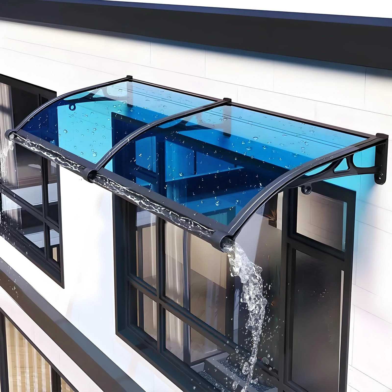 Window Door Awning, Polycarbonate Outdoor Awnings for Sun Shutter, UV, Rain and Snow Protection, Awnings Exterior for Porch/Patio/Deck