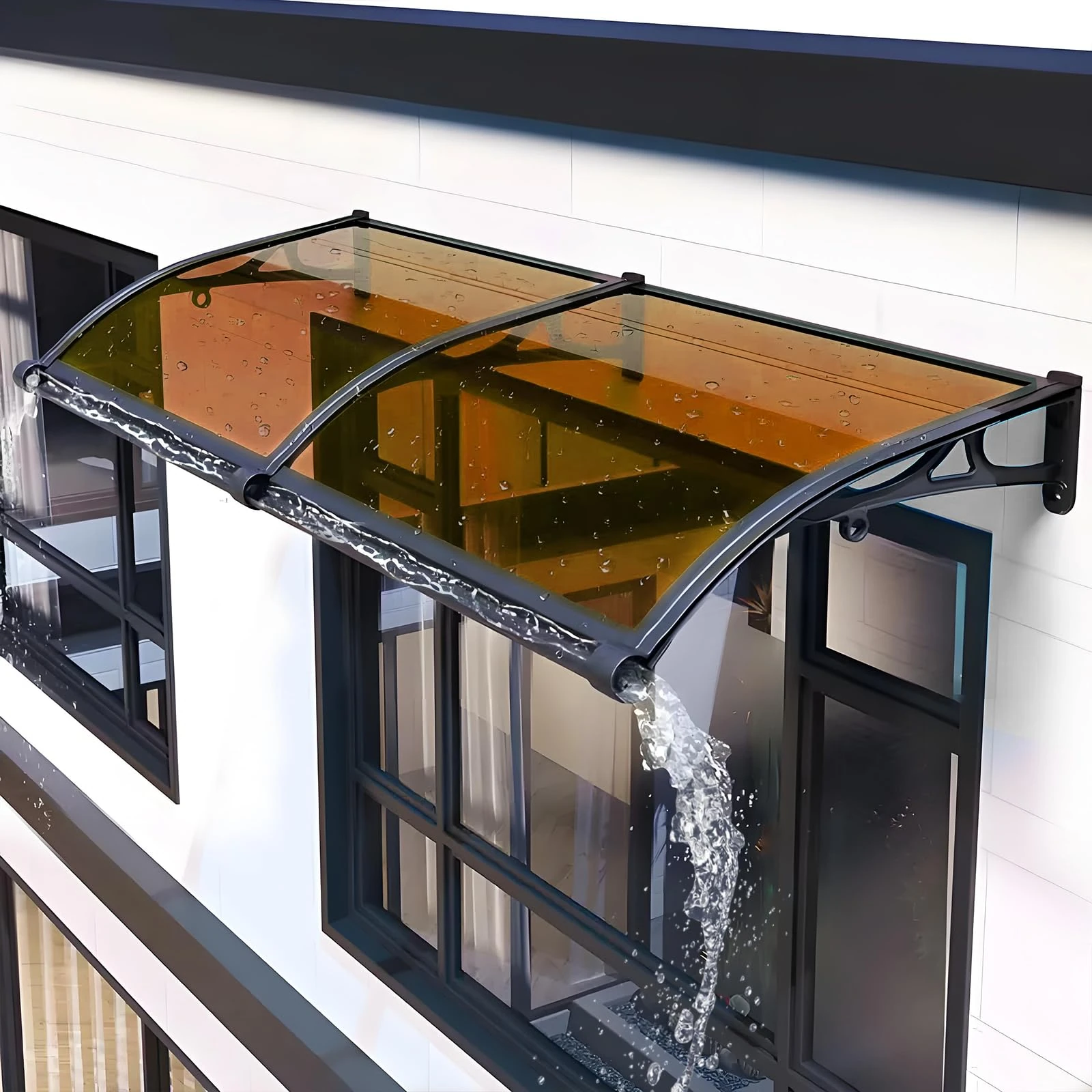 Window Door Awning, Polycarbonate Outdoor Awnings for Sun Shutter, UV, Rain and Snow Protection, Awnings Exterior for Porch/Patio/Deck