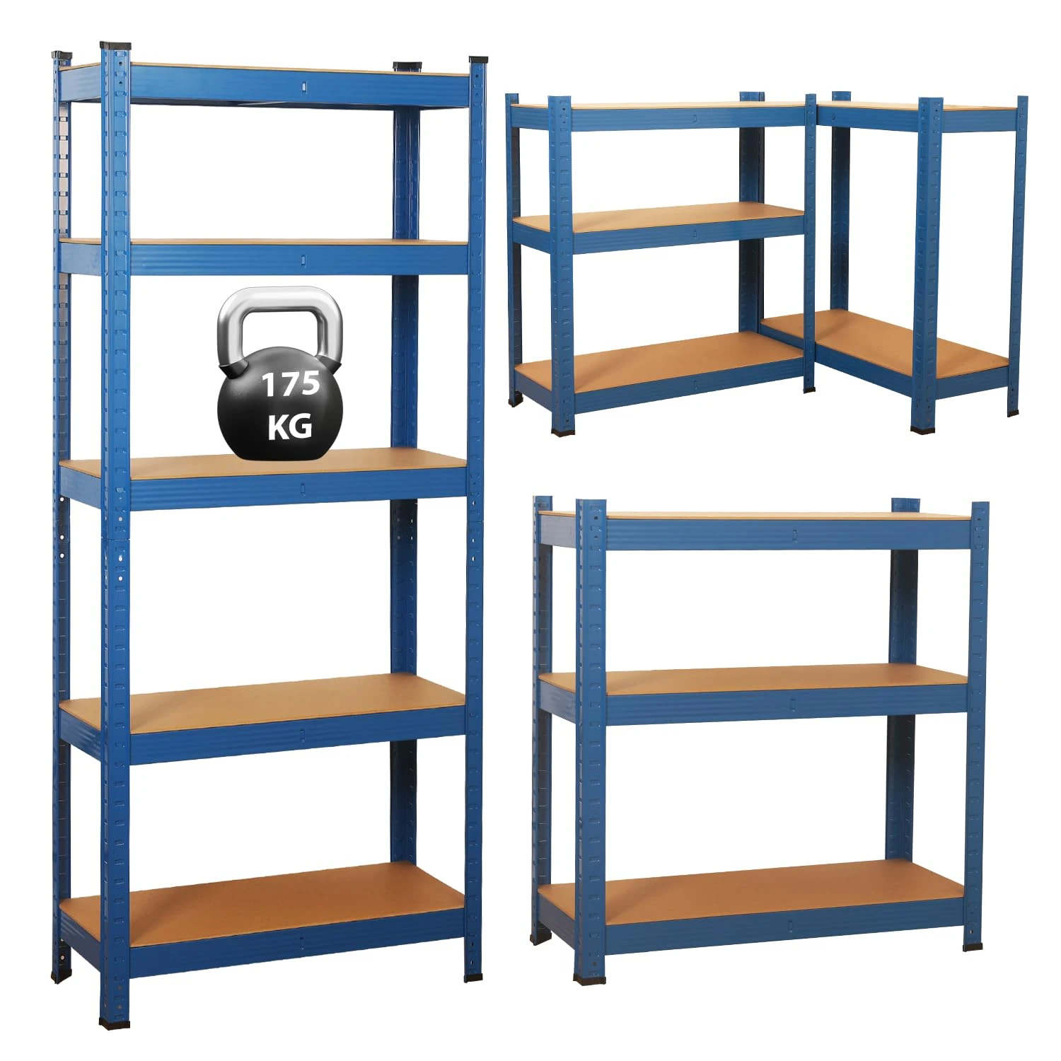 Garage Shelving Units,5 Tier Shelving Unit Garage Shelves Storage Shelf Heavy Duty Shed Storage Racking Shelf Metal Boltless for Warehouse Workshop Office (Blue, 70X30X150)