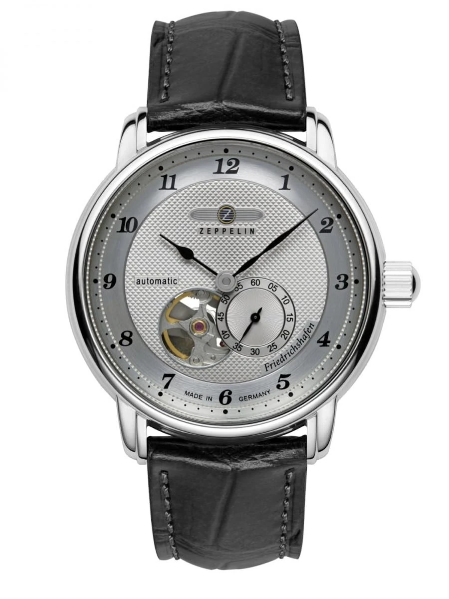 Zeppelin Friedrichshafen 8566-4 Men's Automatic Open Heart Watch Black