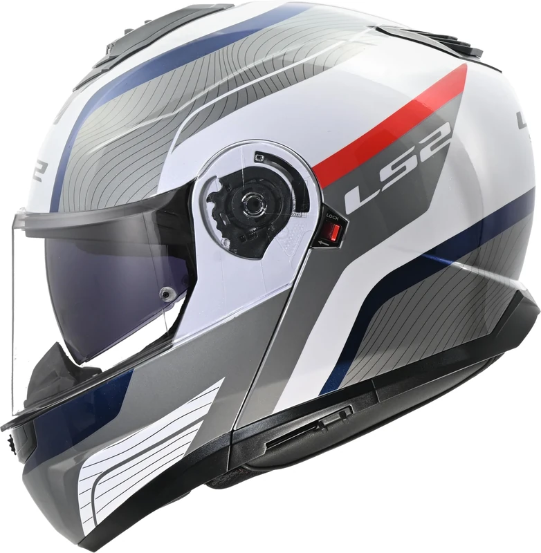 LS2 FF908 STROBE II Modular Flip Front Motorcycle Helmet. MONZA WHITE BLUE RED (XS) 53-54 cm