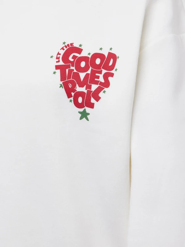 Mavi Women's Good Times Sweatshirt Pullover Sweater, Antique White, S