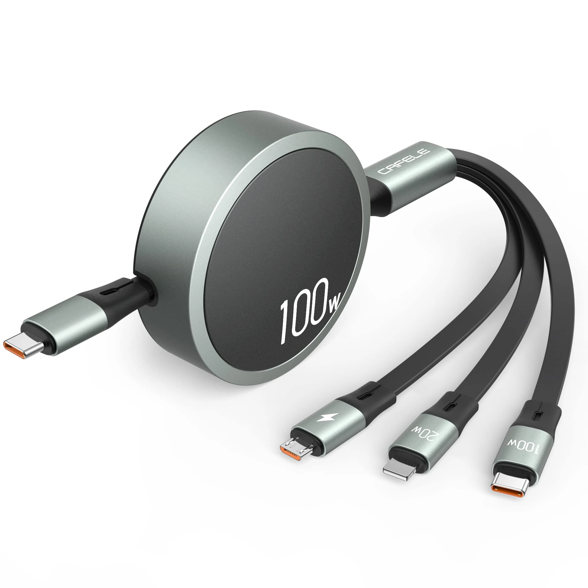 100W Retractable Multi Charging Cable 3 in 1/110CM,CAFELE PD3.0 QC4.0 Fast&Data Transfer(Only Typ c)Multi Charger Cable USB C,für ChroBook,Mabook,Galaxy S24 S23 S22,Huawel,Pd Air/Pro,Phone 17 16 15 14