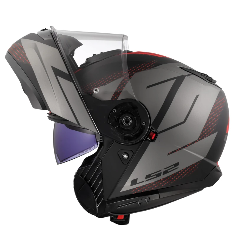 LS2, STROBE II CODE Modular Motorcycle Helmet Matt Black Grey, S