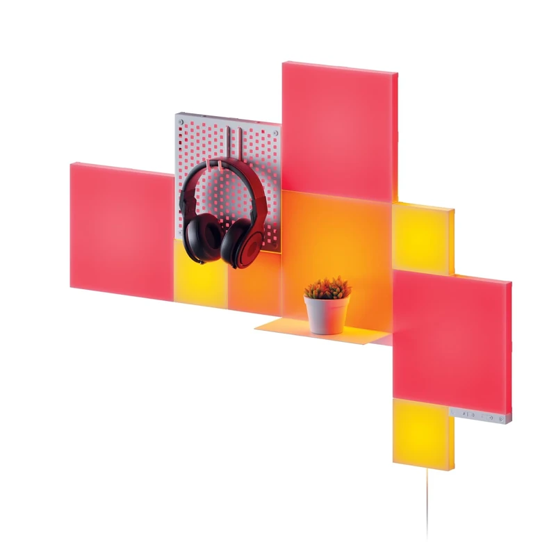 Nanoleaf Blocks 10-Pack Combo Starter Kit | Mix RGBW Color-Changing Wall Light Panels, Light Pegboard & Shelf, Pixel-Art Style, Bluetooth, Wi-Fi Control via App & Voice (Works with Alexa, Apple)