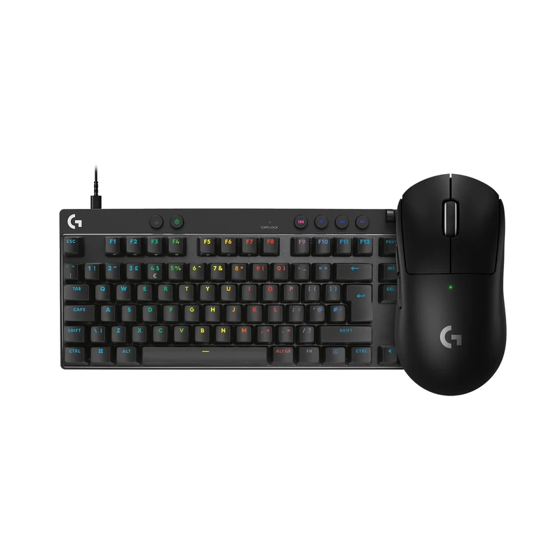 Logitech G PRO X SUPERLIGHT 2 Wireless Gaming Mouse, 60gr, 8K, 44K DPI, USB-C + PRO X TKL RAPID Tenkeyless Wired Gaming Keyboard With Magnetic Analog Switches, Rapid Trigger, RGB Lighting, PC - Black