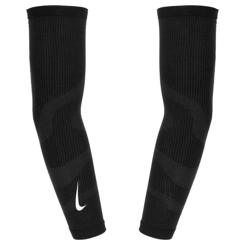 Nike Zoned Knit Arm Sleeves Compression Sleeves Running Training Fitness Sports Arm Sleeves Breathable Performance Sleeves, Black/Dk Smoke Grey/Silver, S/M - Image 1