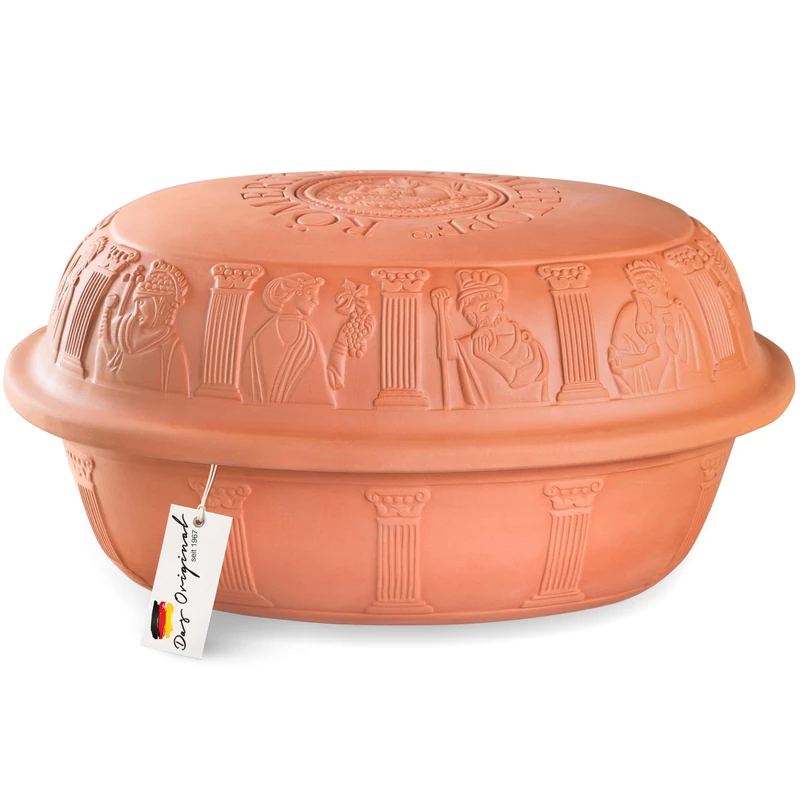 Römertopf Bräter Maxi Klassiker Gänsebräter Dampfgarer aus Naturton 8 Personen 7 Liter