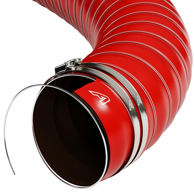 90mm (3 1/2") Red Flexible Silicone Engine Hose Air Ducting Pipe Intake Feed + Hose Clips 2 Metre