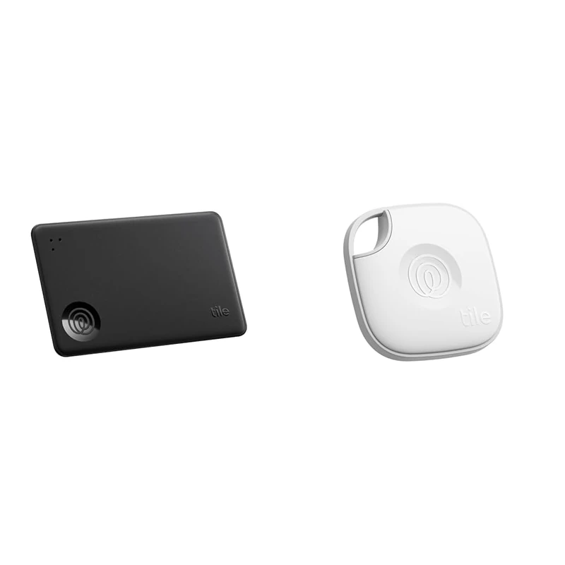 Tile by Life360 Slim (2024) - Wallet Finder, Bluetooth Tracker and Item Locator for Luggage Tags, Passports and Keys Finder Bundle, Black + White