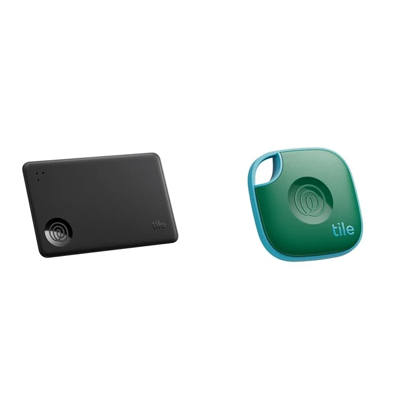 Tile by Life360 Slim (2024) - Wallet Finder, Bluetooth Tracker and Item Locator for Luggage Tags, Passports and Keys Finder Bundle, Black + Green