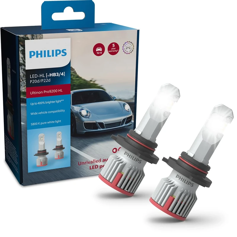 Philips Ultinon Pro9200 LED car headlight bulb (HB3/HB4), +400%, 5.800K, set of 2