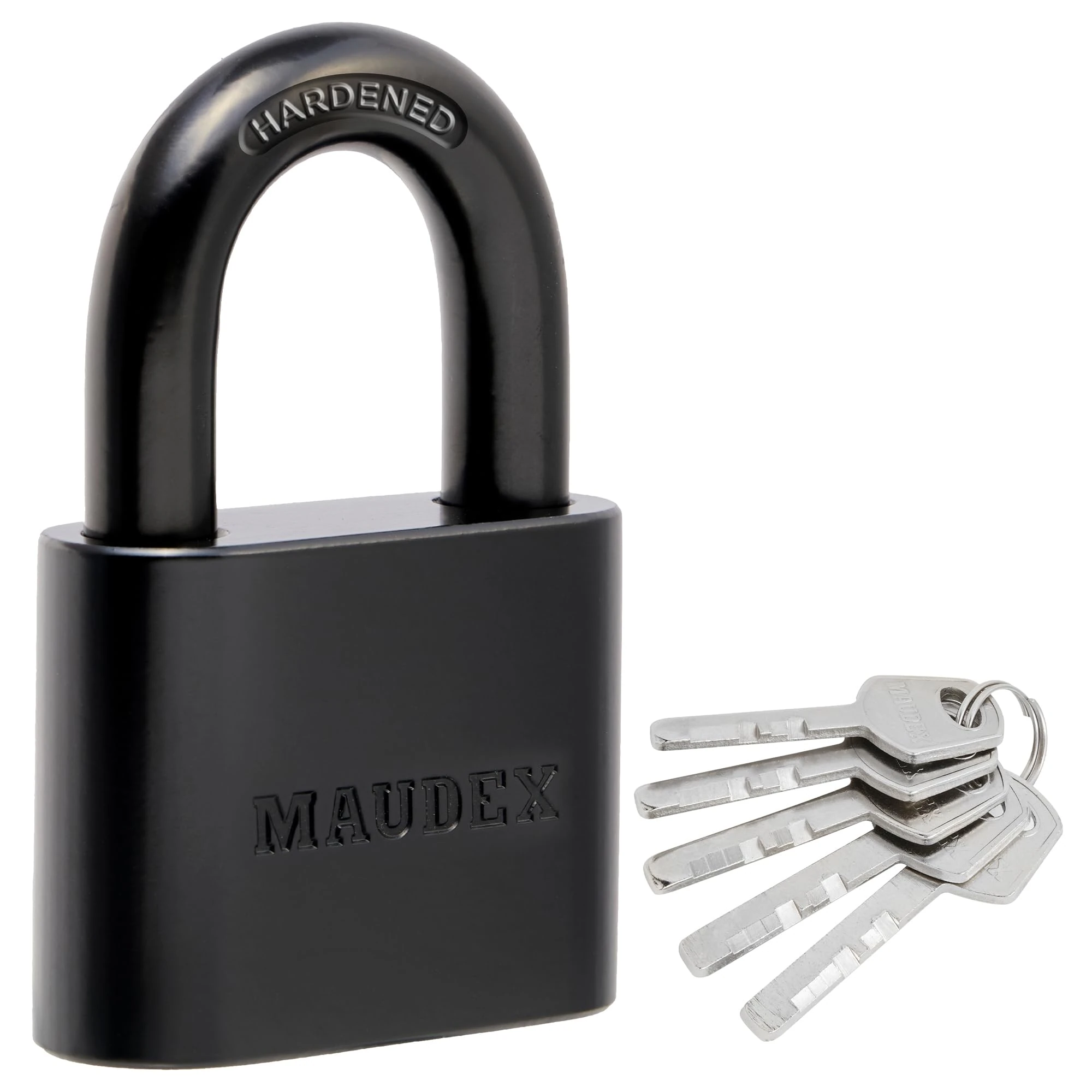 Maudex® PBK50 Padlock - All-Weather Protection with 5 Keys, Brass Cylinder, Weather-Resistant Coating for Outdoor Shed, Gate, Storage & More