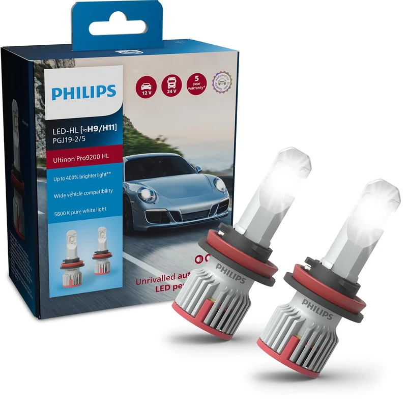 Philips Ultinon Pro9200 LED car headlight bulb (H9/H11), +400%, 5.800K, set of 2