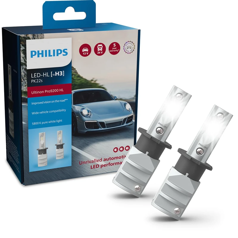 Philips Ultinon Pro9200 LED car headlight bulb (H3), 5.800K, set of 2