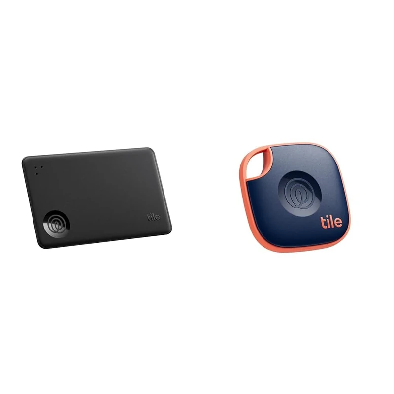 Tile by Life360 Slim (2024) - Wallet Finder, Bluetooth Tracker and Item Locator for Luggage Tags, Passports and Keys Finder Bundle, Black + Orange