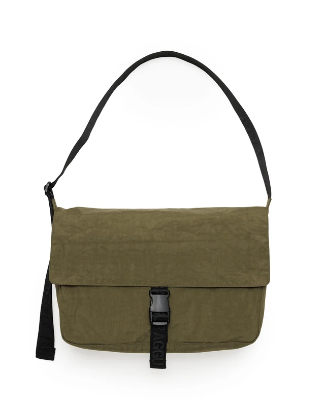 BAGGU Nylon Messenger Bag, Seaweed, M