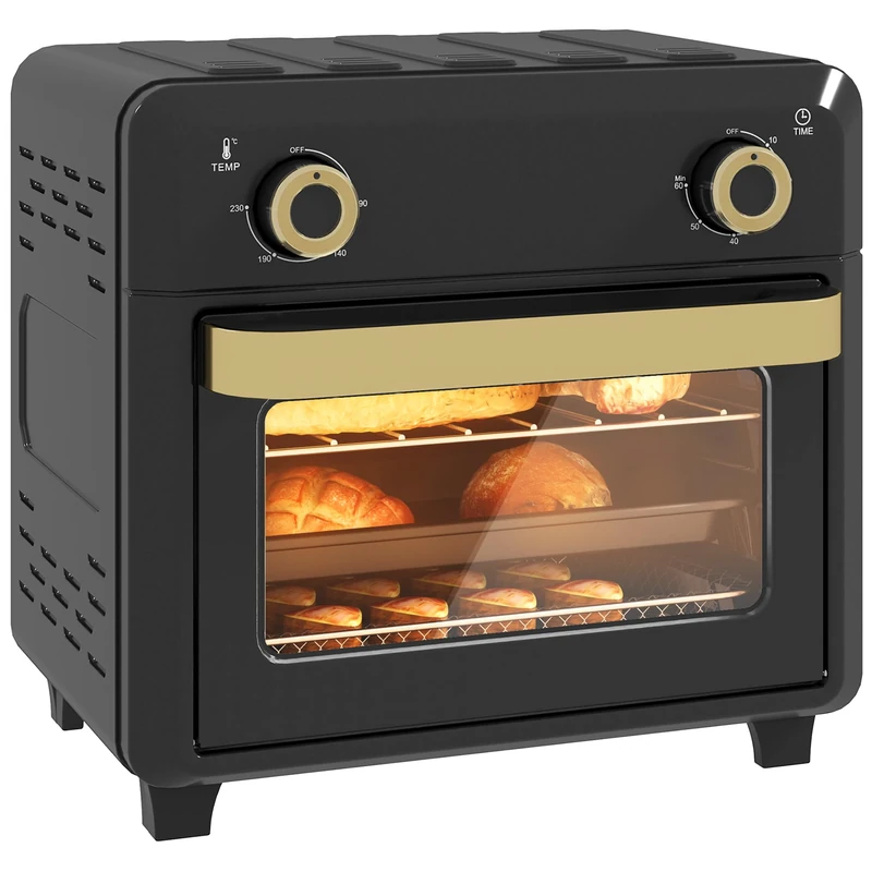 HOMCOM 10L Air Fryer Oven Mini Oven Worktop Oil Free Cooking 1000W Black