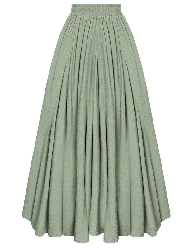 Scarlet Darkness Women Casual Maxi Skirt Flowy Bohemian Renaissance Long Skirts, Mint Green, S
