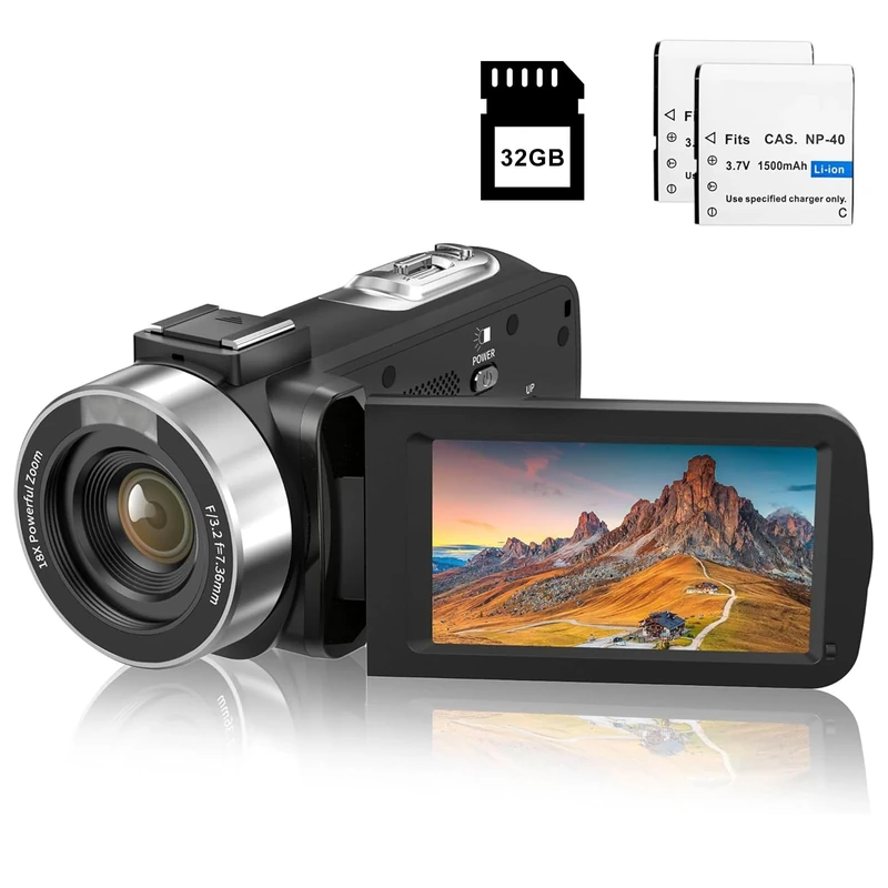 Windancy 4K Video Camera, 48MP 30FPS Camcorder for YouTube, FHD1080P Video Vlogging Recorder /18X Digital Zoom /3.0'' 270°Rotation IPS Screen Camera Camcorder,with Remote / 2 Batteries/SD card (1302)