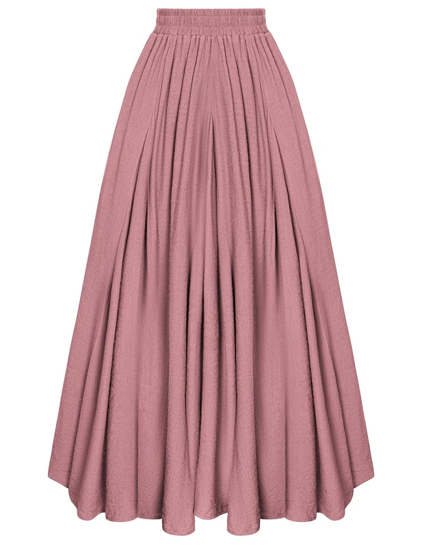 Scarlet Darkness Women Casual Maxi Skirt Flowy Bohemian Renaissance Long Skirts, Dusty Rose, M