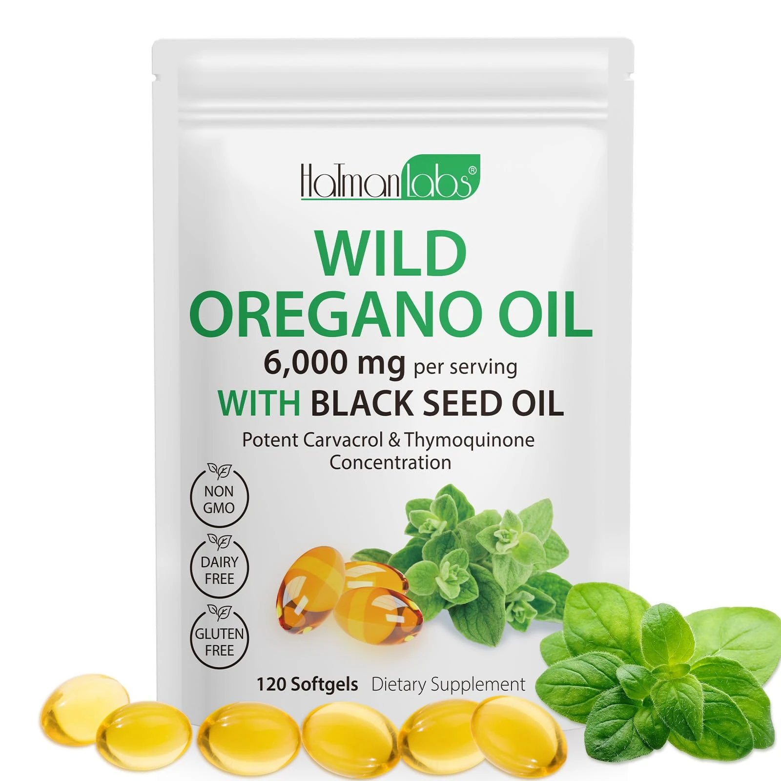 Oregano Oil 120 Softgels - 2 in 1 6000mg Oil of Oregano - 300mg Oregano Herbal Supplement - Cold-Pressed with Black Seed 200mg Respiratory 120 Count