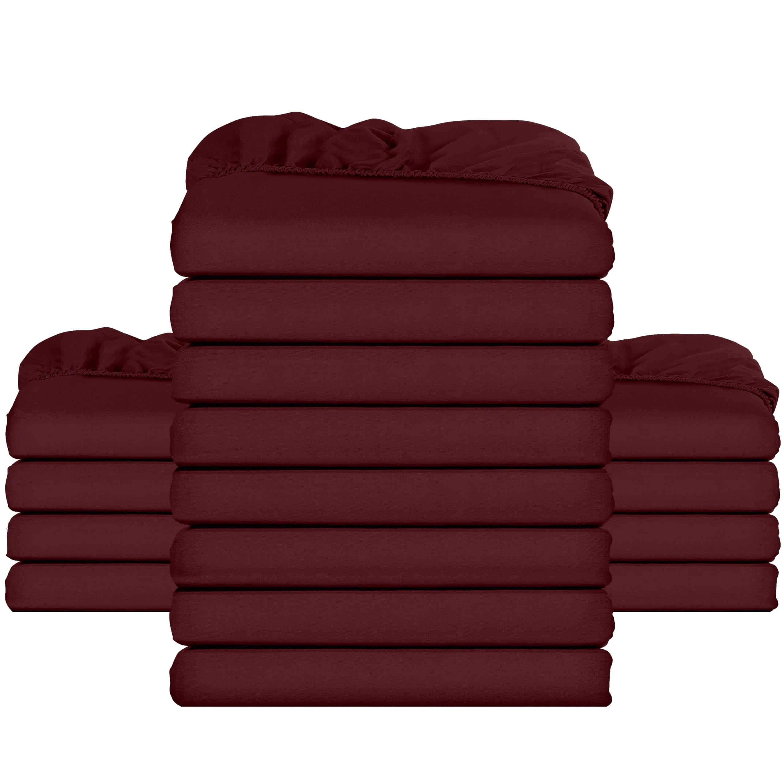Utopia Bedding Fitted Sheet Bulk Pack of 16 Pieces - Super King, Burgundy - Deep Pocket - Easy Care Soft Brushed Microfibre Fabric - Shrinkage and Fade Resistant - Bottom Sheet