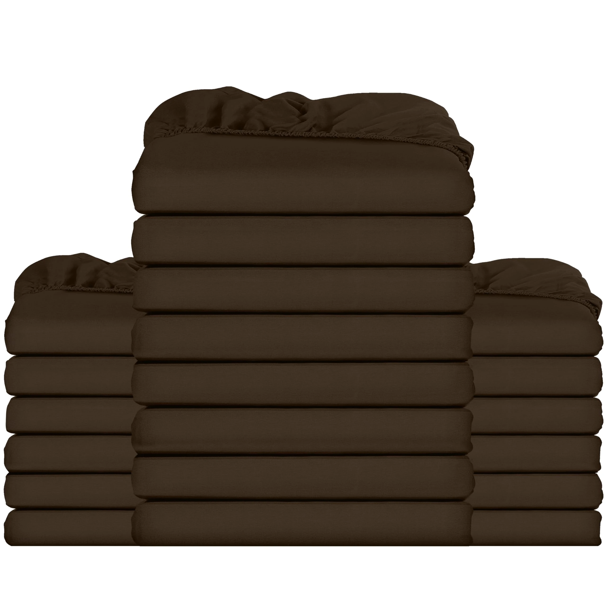 Utopia Bedding Fitted Sheet Bulk Pack of 20 Pieces - Double, Brown - Deep Pocket - Easy Care Soft Brushed Microfibre Fabric - Shrinkage and Fade Resistant - Bottom Sheet