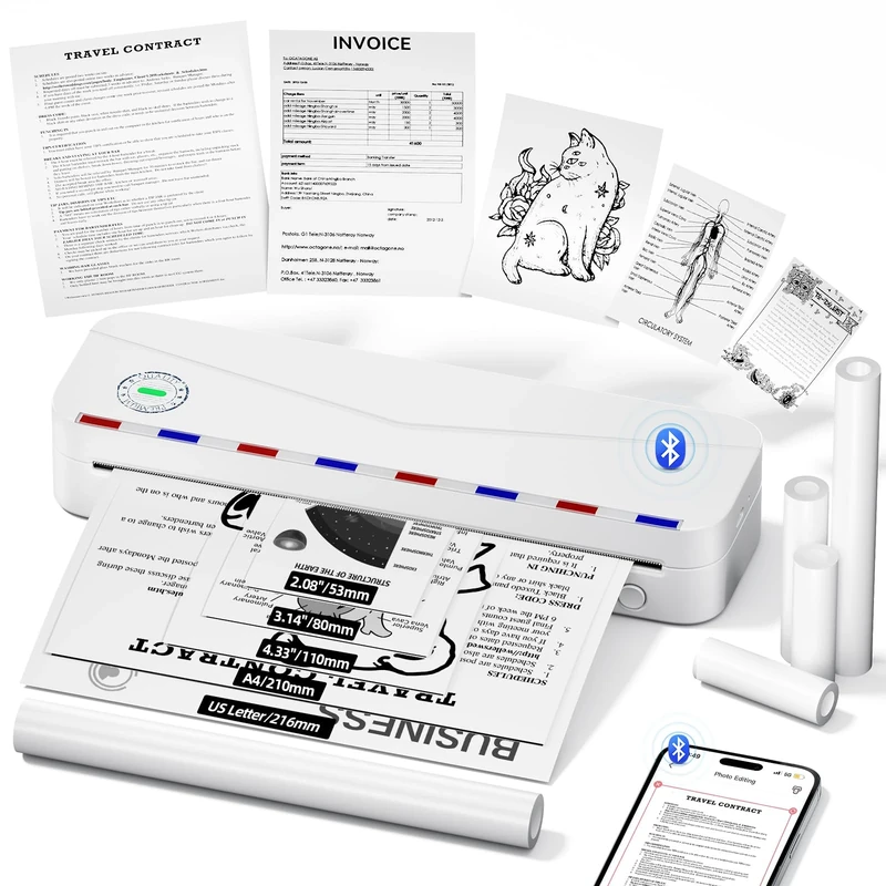 Phomemo M836 A4 Portable Thermal Printer - 300DPI Bluetooth Inkless