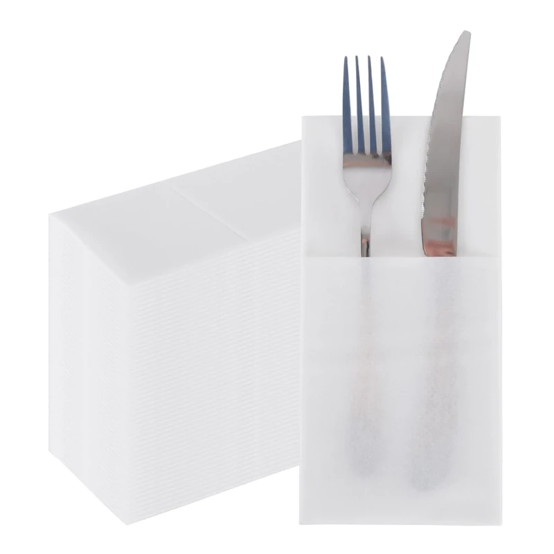 PHUNAT 50-Pack Linen Feel Pre-Folded Napkins, 40x40 cm (15.75x15.75 Inches), Premium Paper for Elegant Dining