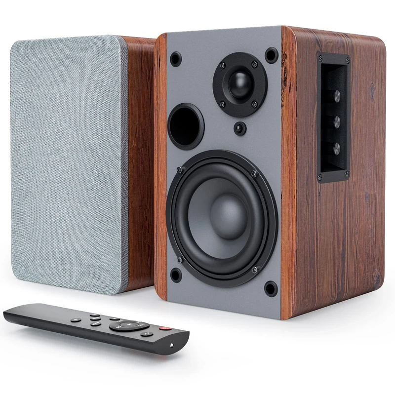 HPYLIF·H Powered Bookshelf Speakers, Wood Active Speakers - 60 Watts RMS Near Field Speaker with Bluetooth, Wood Enclosure Premium Surround Sound Home Theater