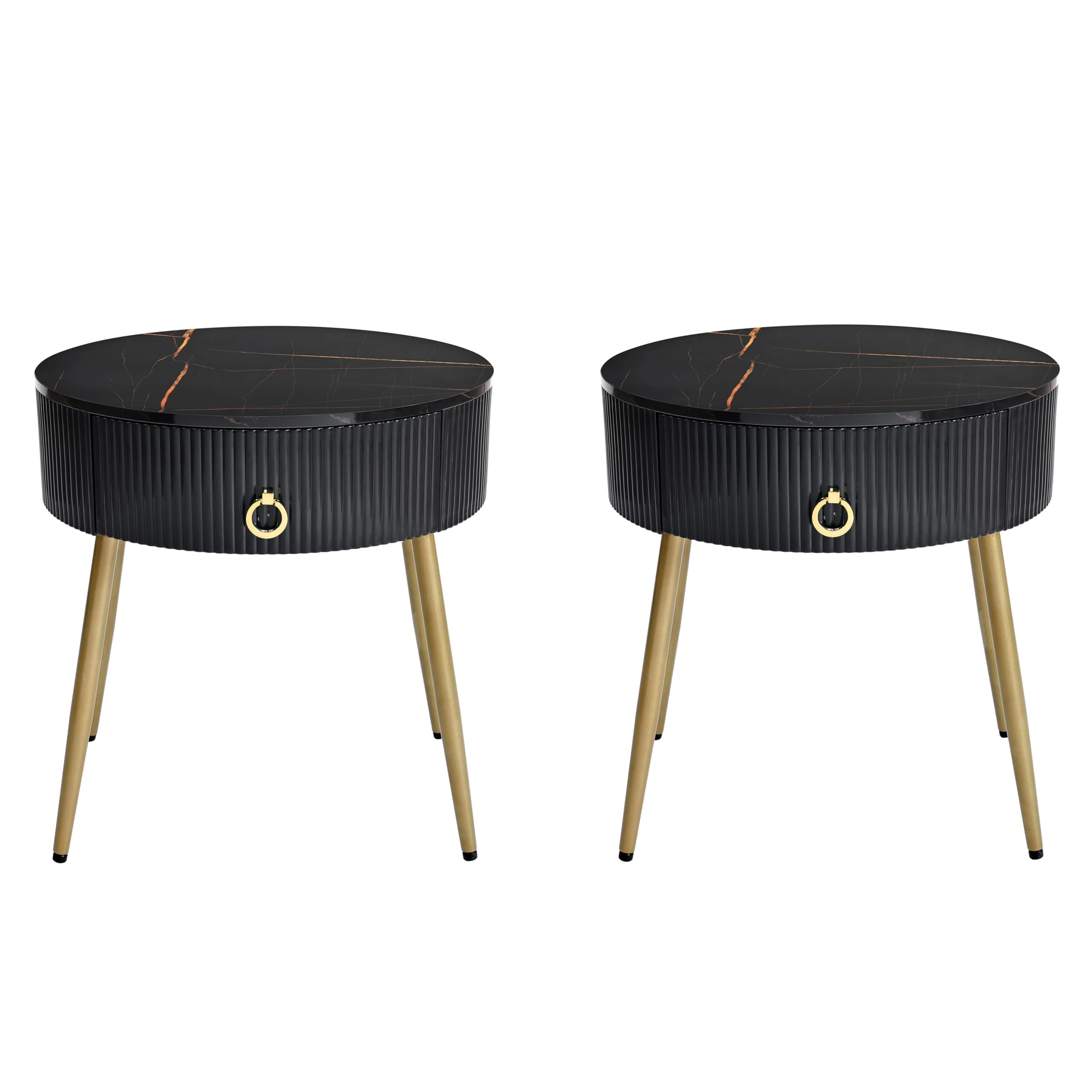 GIA Round Coffee Table Set of 2, Engineered Wood, Black