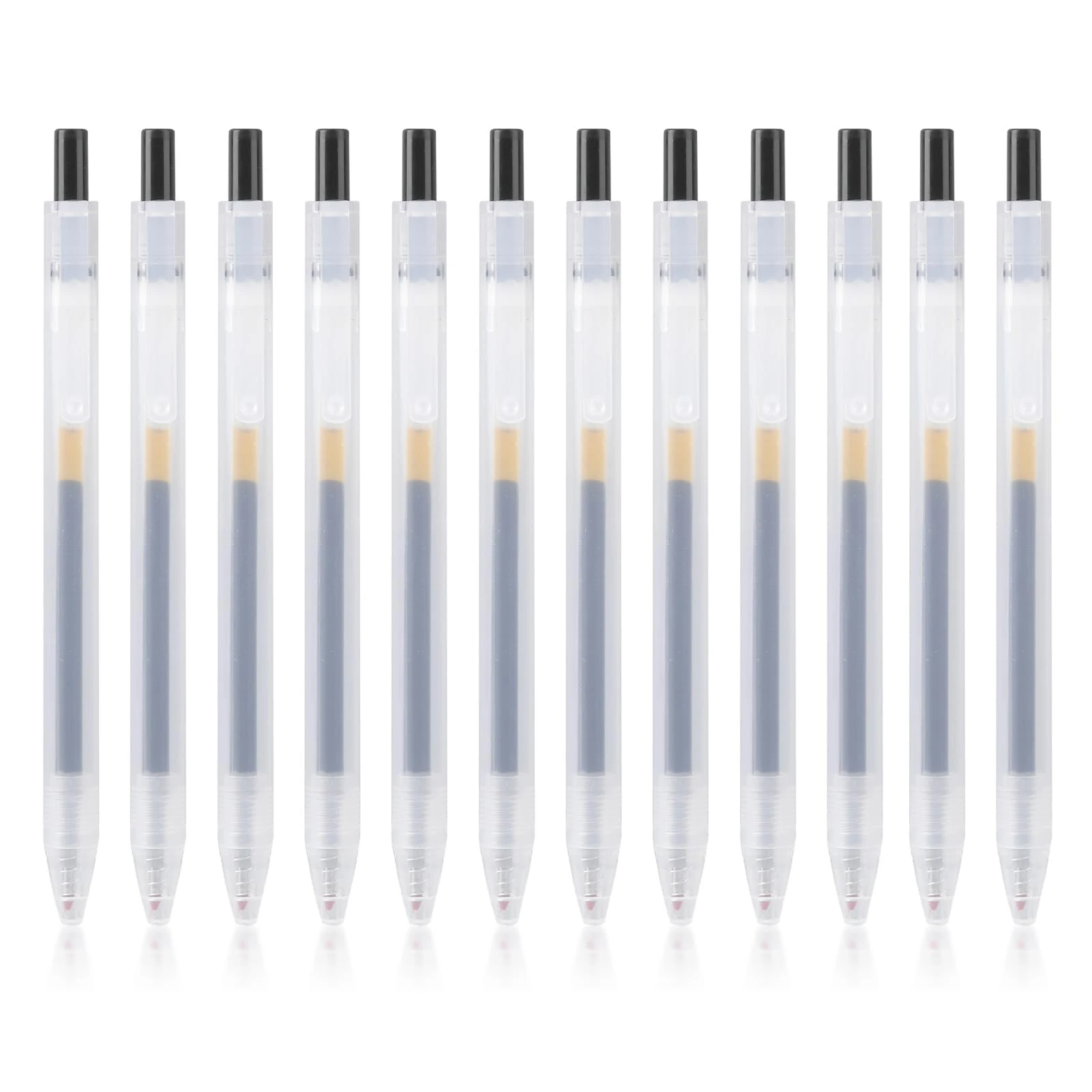 12PCS Gel Pens, 0.5MM Retractable Rollerball Pens Fast Drying Black ink Smooth Pens Knock Type Premium Rollerball Pen for Writing Note Taking School & Office Stationery Supply