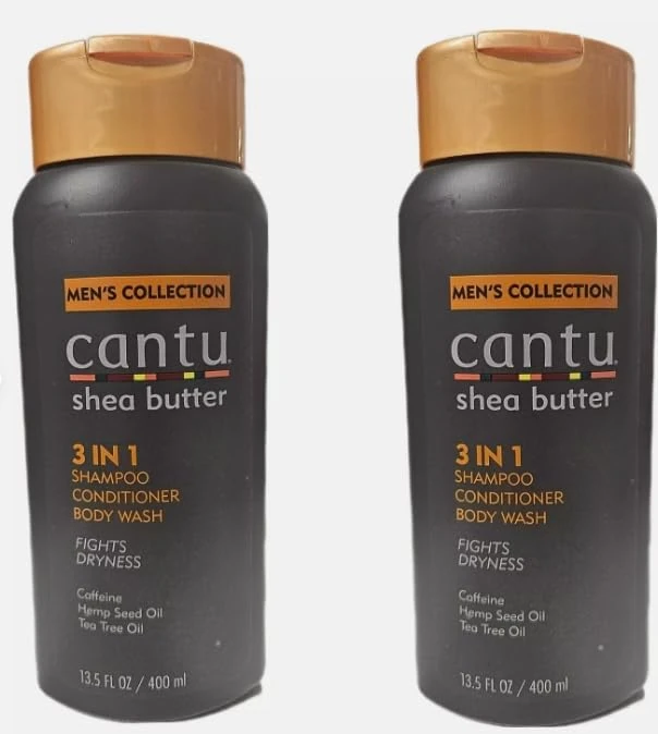 2x CantuMen Shea Butter 3 in 1 Shampoo Conditioner Body Wash 400ml