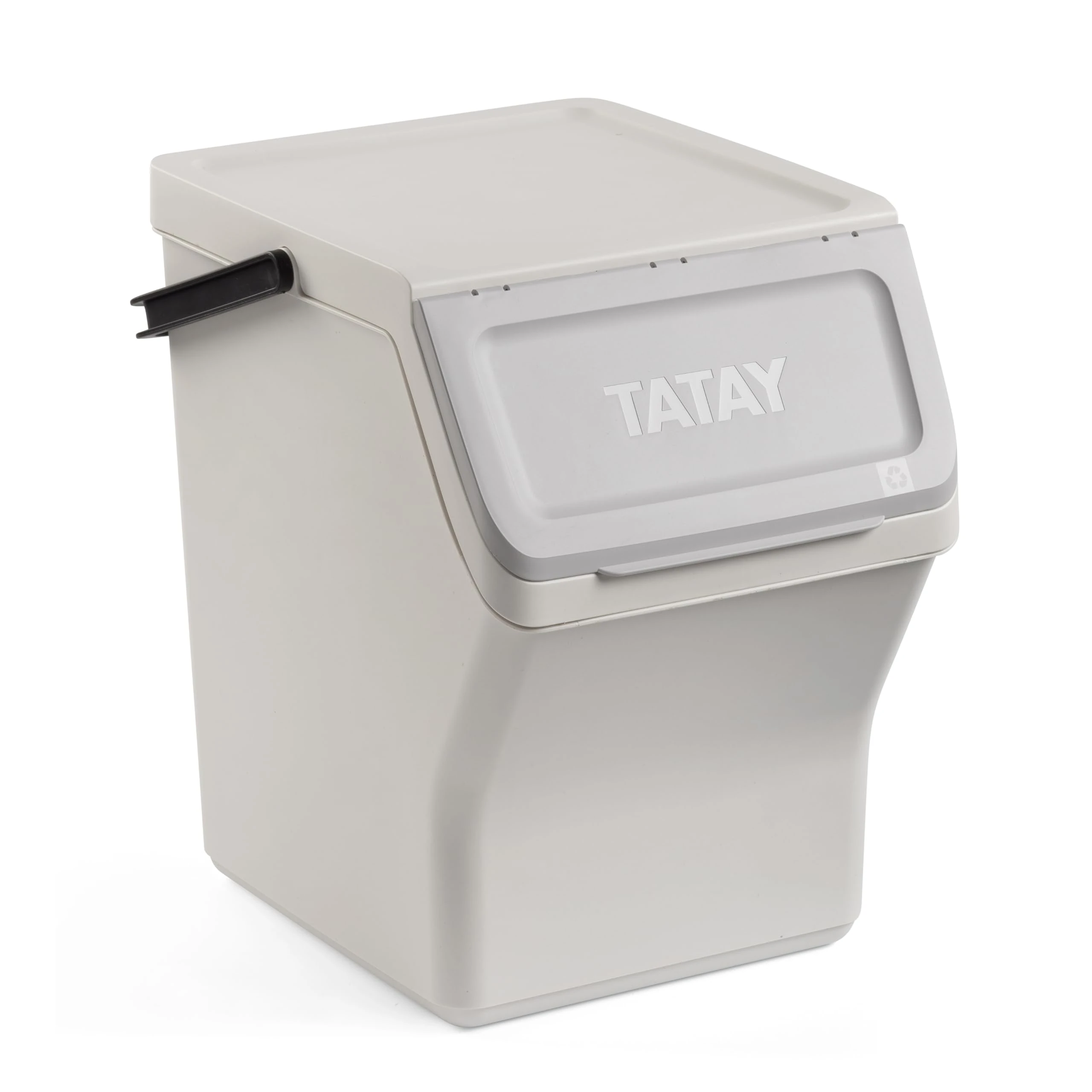 TATAY Recycling Kitchen Bin Easy Waste 20L | Stackable Recycling Bin Modular Design | Click-Lid System | Integrated Carry Handle | Made with Recycled Material | 35x27x36 cm – White
