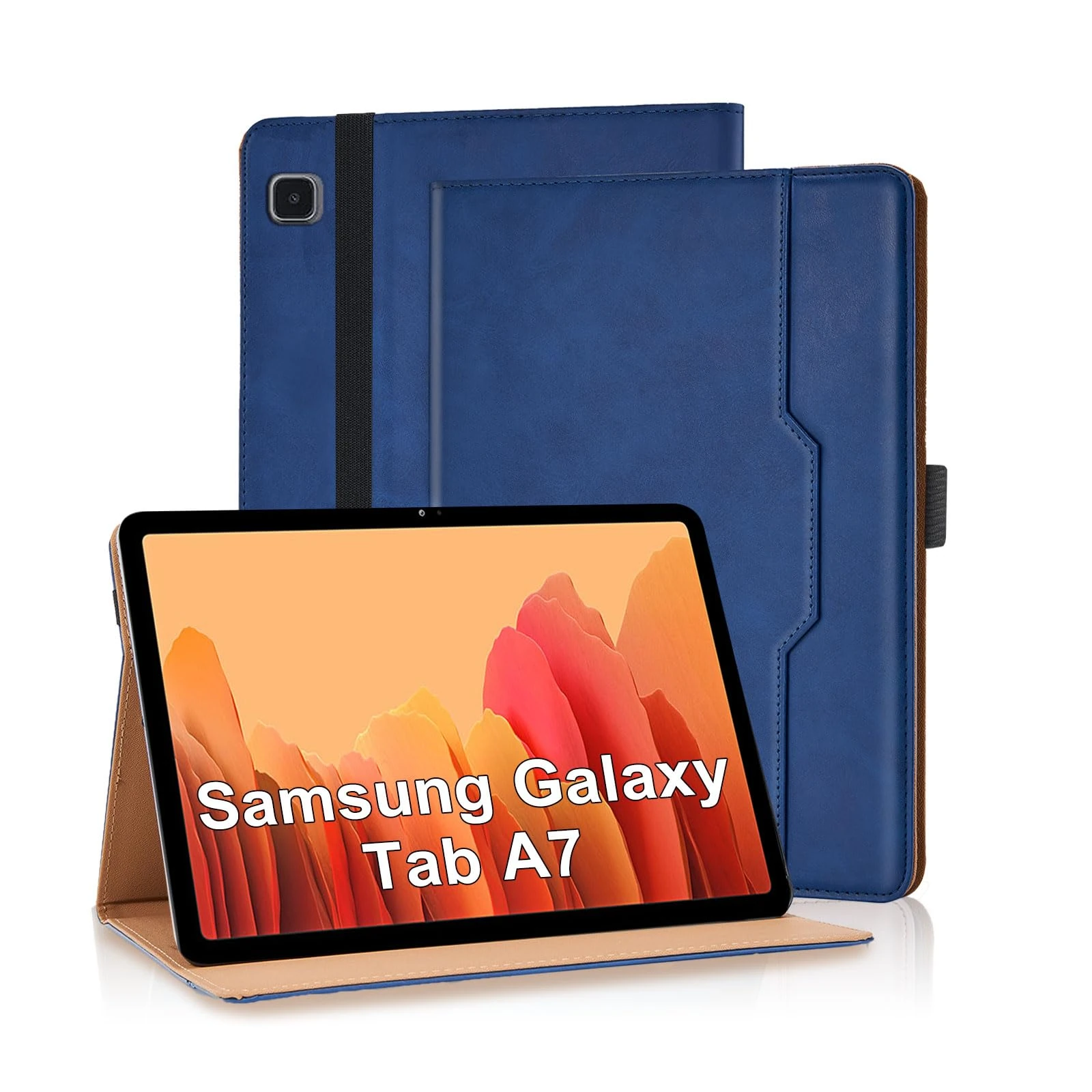 Vkooer Case for Samsung Galaxy Tab A7 10.4” Case 2022 2020(SM-T500/ T503/ T505/ T507/T509) PU Leather Folio Flip Cover Multi-Angle Viewing Smart Stand Cover with Pocket Auto Wake/Sleep - Blue