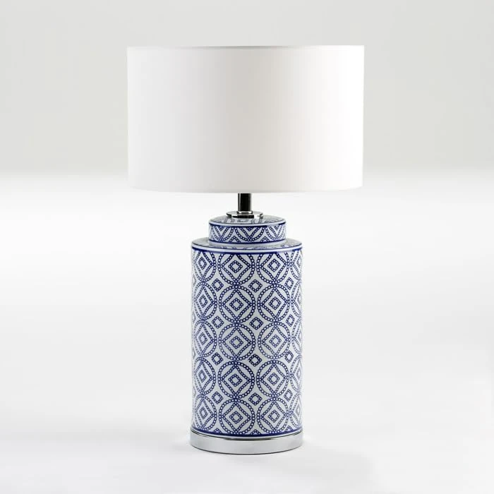 AlexandreHouse SOBREMESA LAMP 20X20X51 Ceramic Azul/Blanco SIN Pants