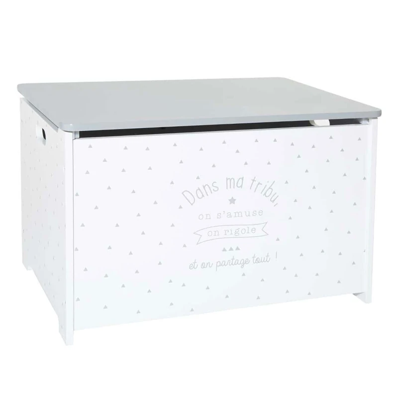 Well Home Children's Toy Chest in White and Grey 58 x 37.5 x 38 cm