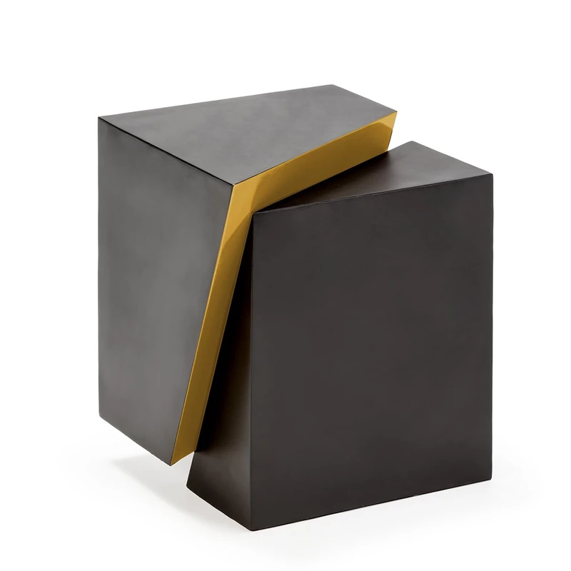 AlexandreHouse Mesa Auxiliar Metal Black/Dorado 41x35x48 cm