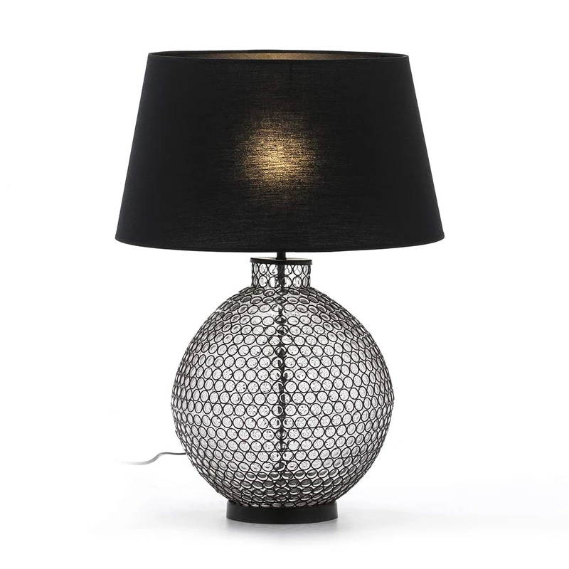 AlexandreHouse SOBREMESA LAMP 30X30X41 Crystal/Metal Black/SIN Pants