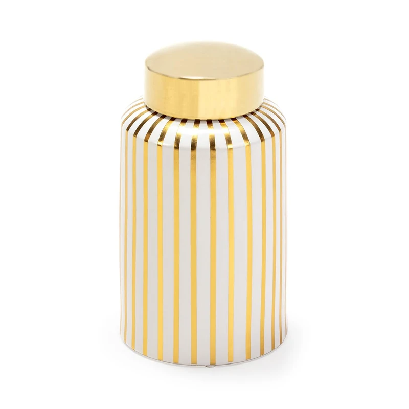 Tibor 16 x 16 x 27 cm Ceramic Blanco/Dorado - Image 1