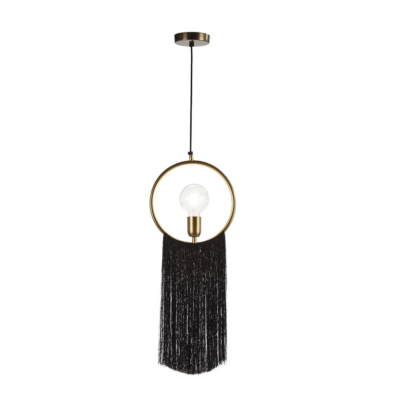 AlexandreHouse Techo Lamp 27 x 4 x 30 cm Metal Dorado/Canvas Black