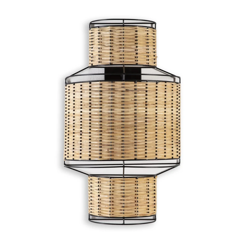 Aplique 38X18X62 Metal Black/Natural Ratan